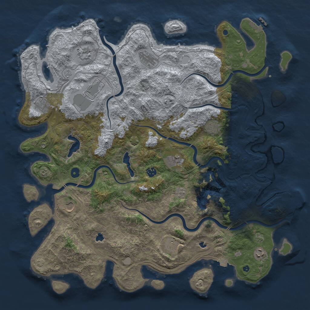 Rust Map: Procedural Map, Size: 4800, Seed: 141926142, 17 Monuments