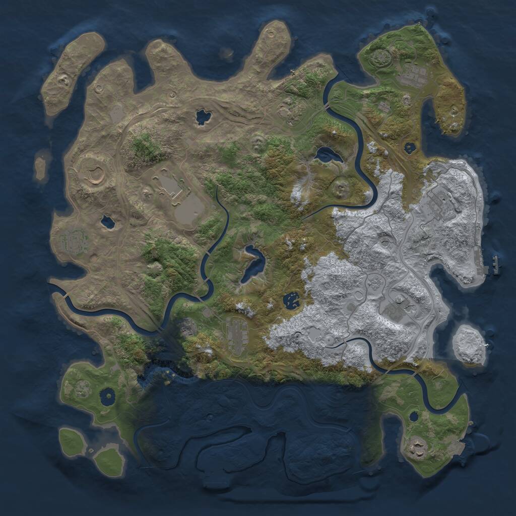 Rust Map: Procedural Map, Size: 4500, Seed: 931553, 17 Monuments