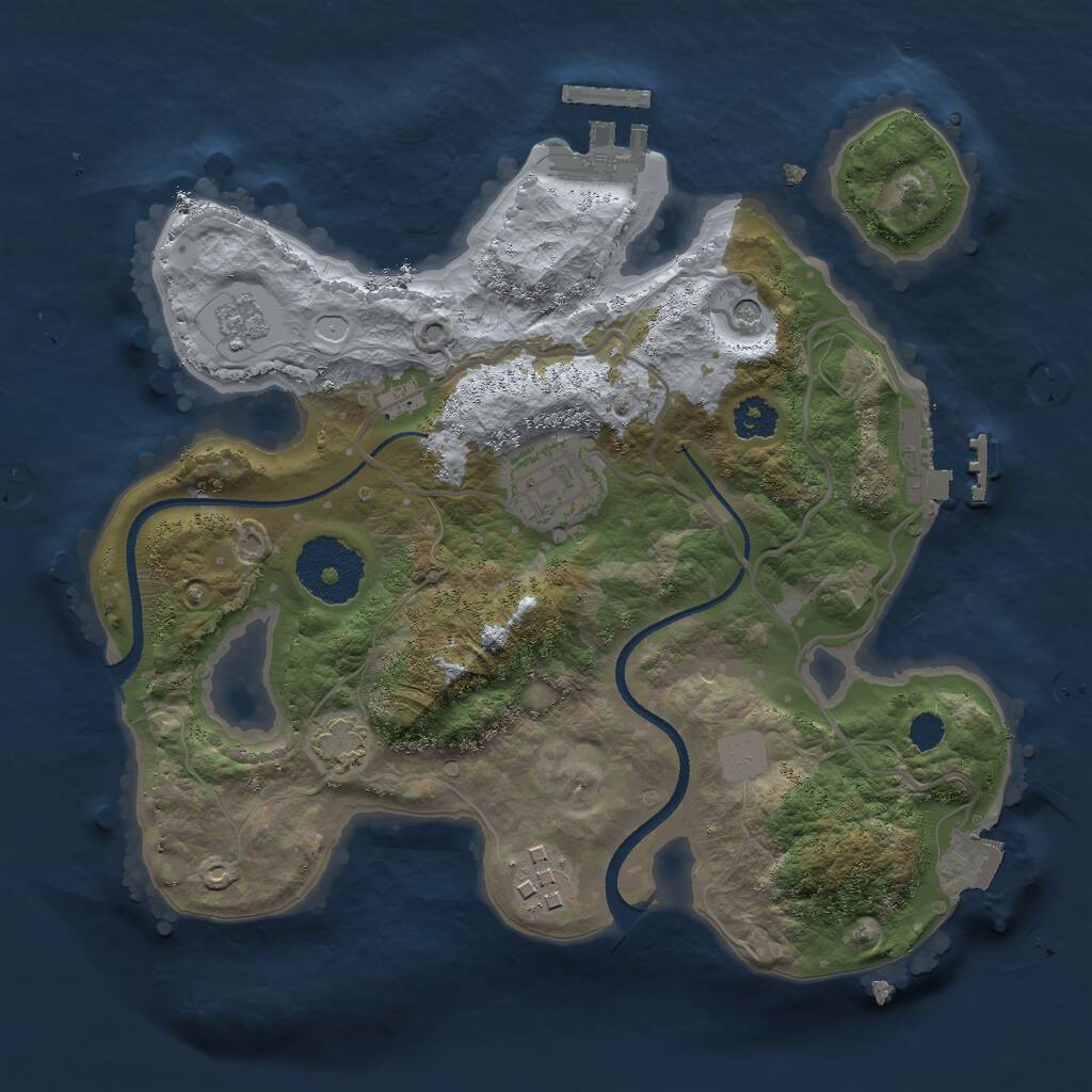 Rust Map: Procedural Map, Size: 2500, Seed: 985989645, 8 Monuments