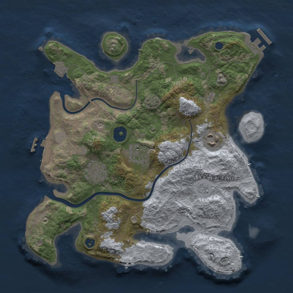 Rust Map: Procedural Map, Size: 3000, Seed: 1693353236, 9 Monuments