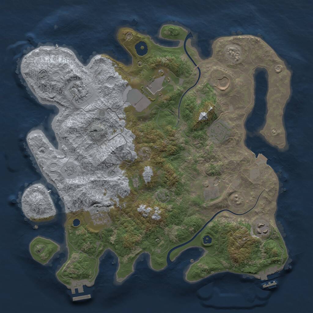 Rust Map: Procedural Map, Size: 3500, Seed: 1967832009, 13 Monuments