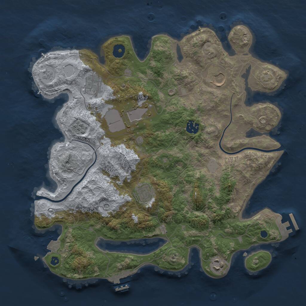 Rust Map: Procedural Map, Size: 3500, Seed: 1363347446, 13 Monuments