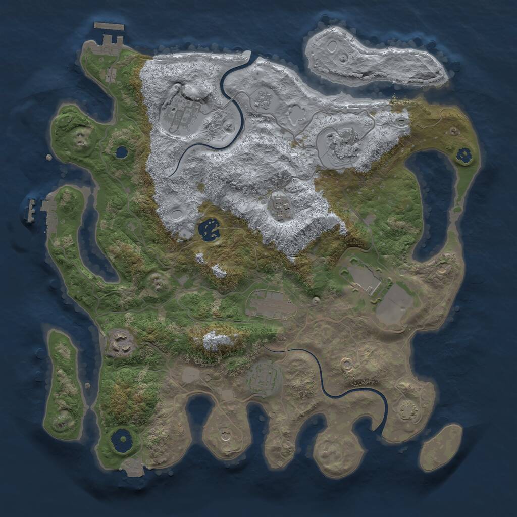 Rust Map: Procedural Map, Size: 3500, Seed: 1482631093, 14 Monuments
