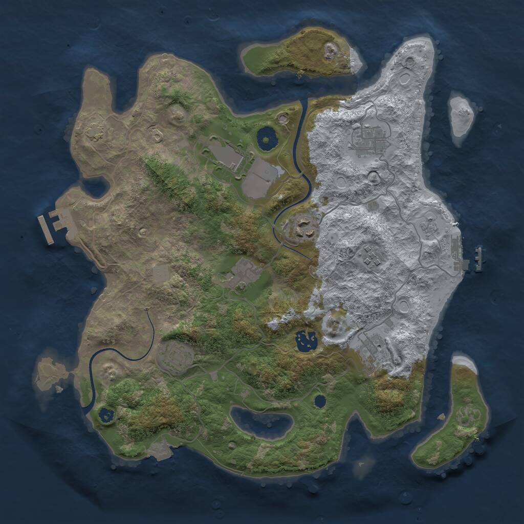 Rust Map: Procedural Map, Size: 3500, Seed: 2036888115, 13 Monuments