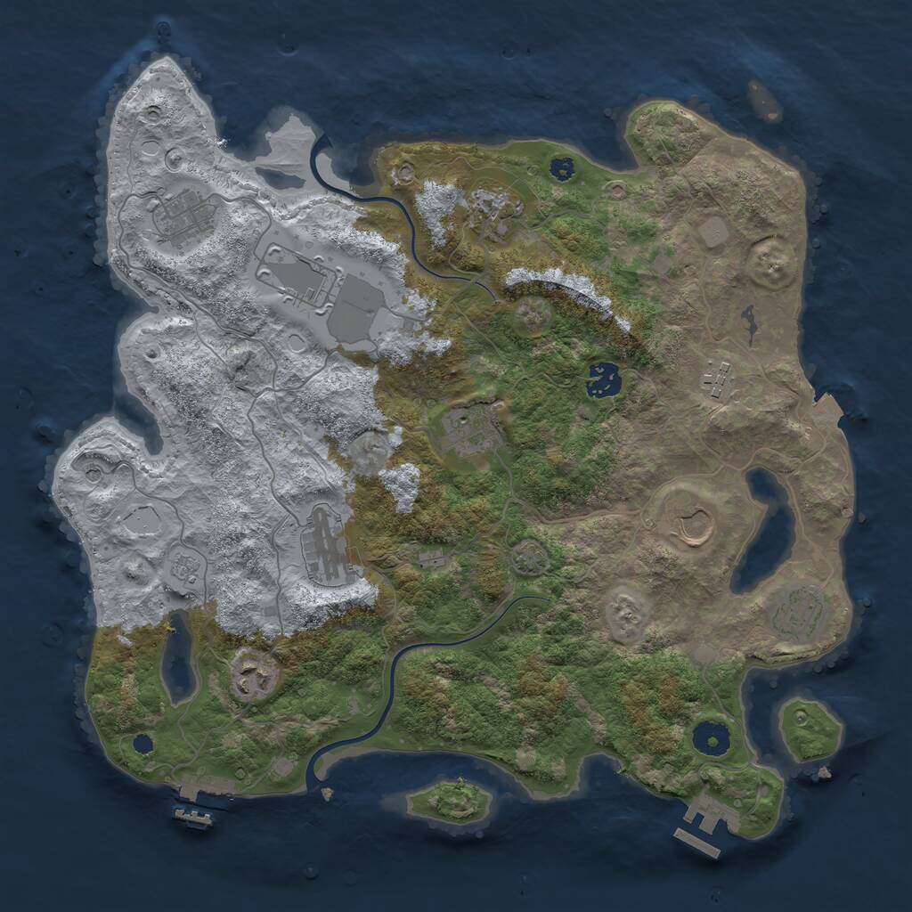 Rust Map: Procedural Map, Size: 3750, Seed: 1638946397, 16 Monuments