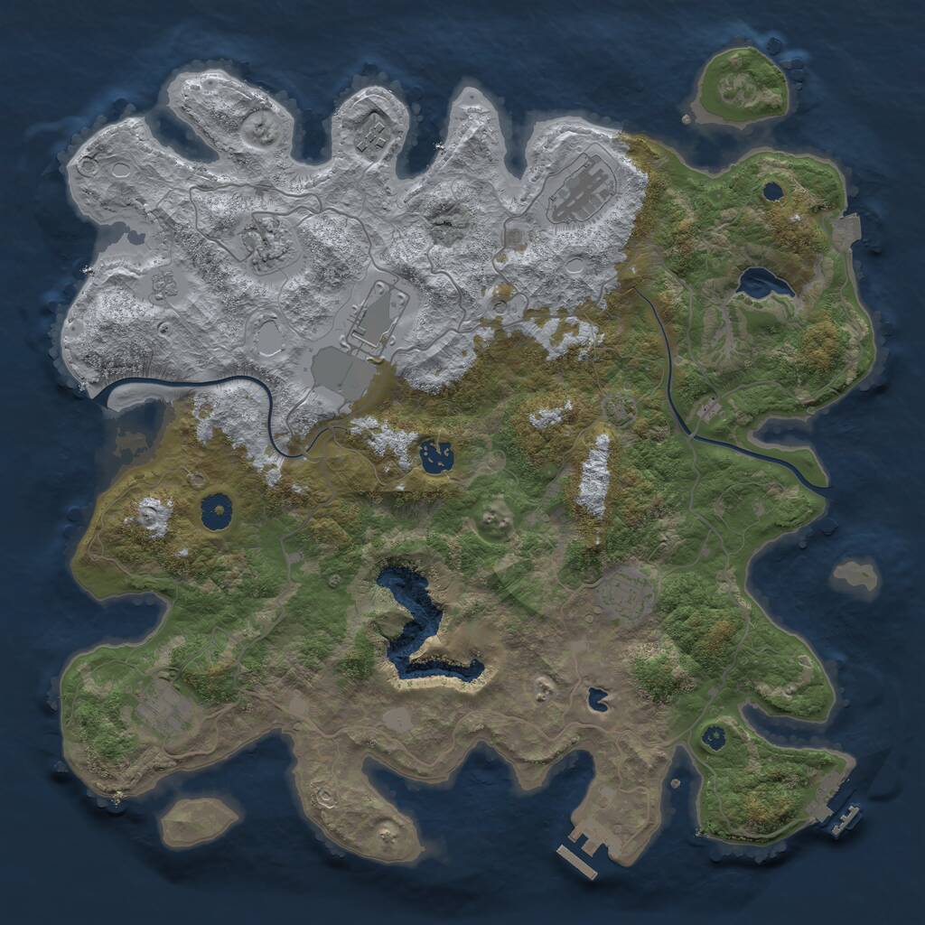 Rust Map: Procedural Map, Size: 4000, Seed: 197010999, 13 Monuments