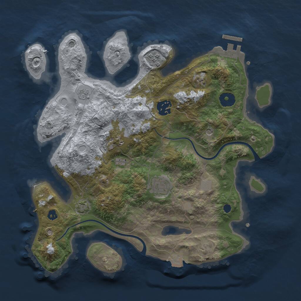 Rust Map: Procedural Map, Size: 3000, Seed: 3049, 9 Monuments