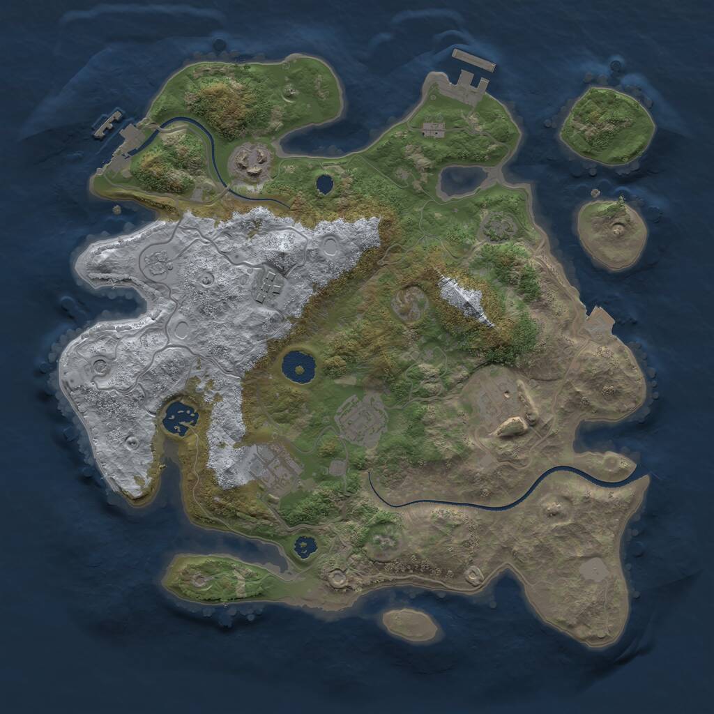 Rust Map: Procedural Map, Size: 3250, Seed: 409314188, 12 Monuments