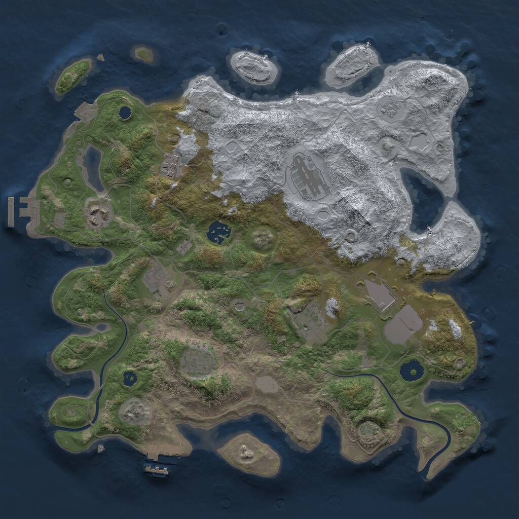 Rust Map: Procedural Map, Size: 3500, Seed: 740043290, 14 Monuments