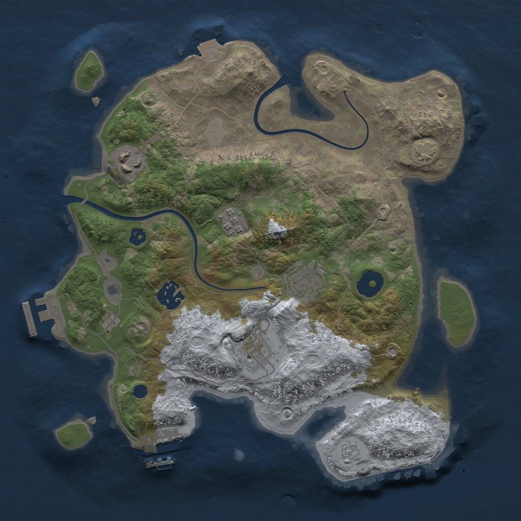 Rust Map: Procedural Map, Size: 3000, Seed: 57214, 10 Monuments