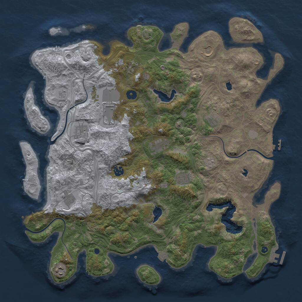 Rust Map: Procedural Map, Size: 4500, Seed: 1194759627, 17 Monuments