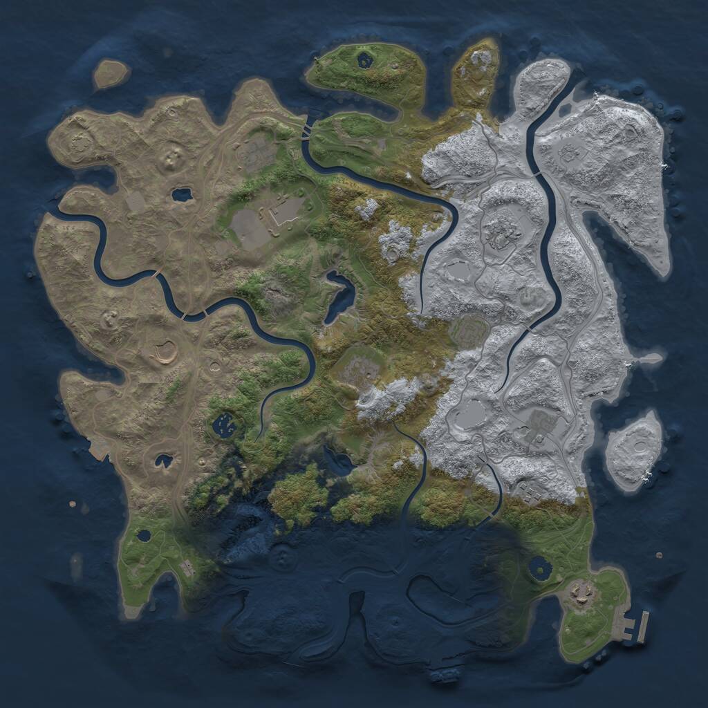 Rust Map: Procedural Map, Size: 4500, Seed: 2324425, 16 Monuments