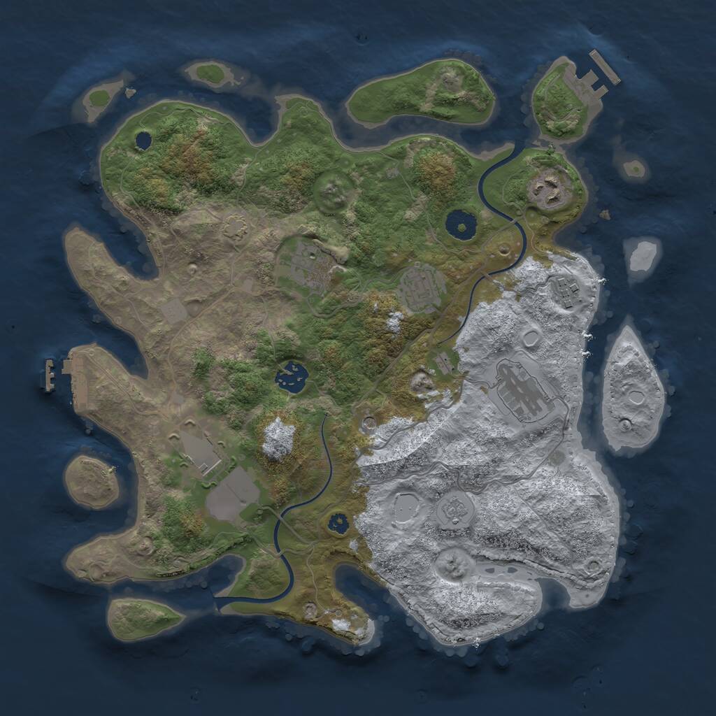 Rust Map: Procedural Map, Size: 3500, Seed: 1869912832, 13 Monuments