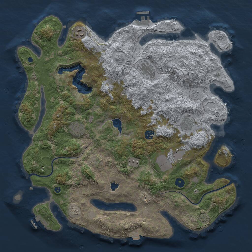 Rust Map: Procedural Map, Size: 4000, Seed: 35025499, 13 Monuments