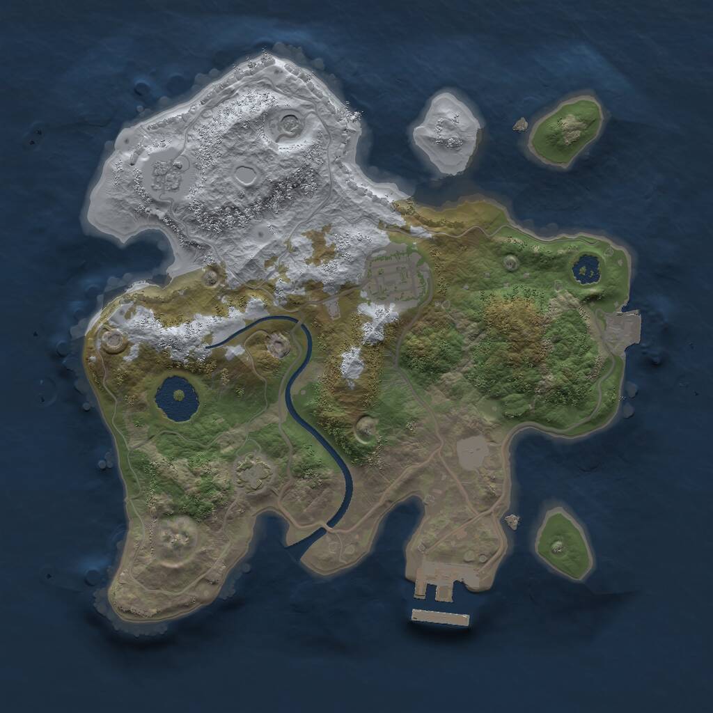 Rust Map: Procedural Map, Size: 2500, Seed: 9045736, 6 Monuments