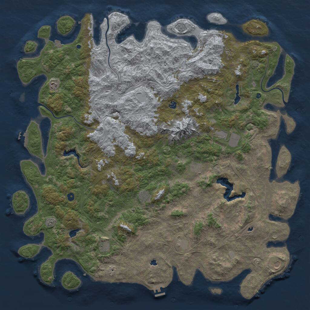 Rust Map: Procedural Map, Size: 6000, Seed: 75177352, 17 Monuments