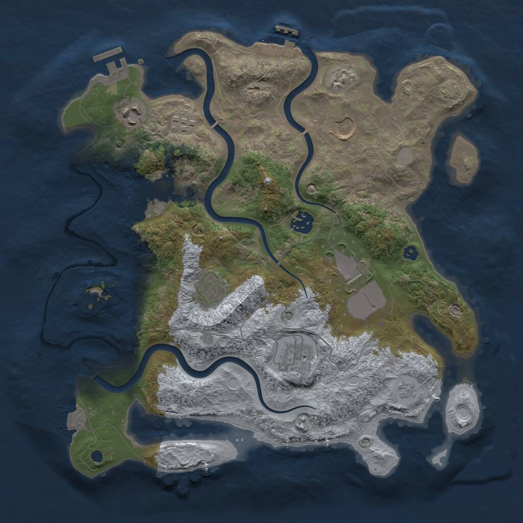 Rust Map: Procedural Map, Size: 3500, Seed: 947849858, 14 Monuments