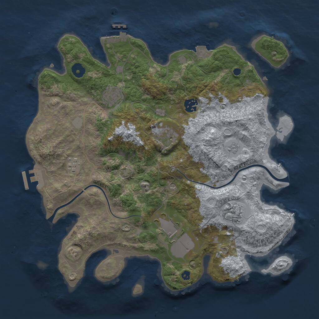 Rust Map: Procedural Map, Size: 3500, Seed: 1383883490, 12 Monuments
