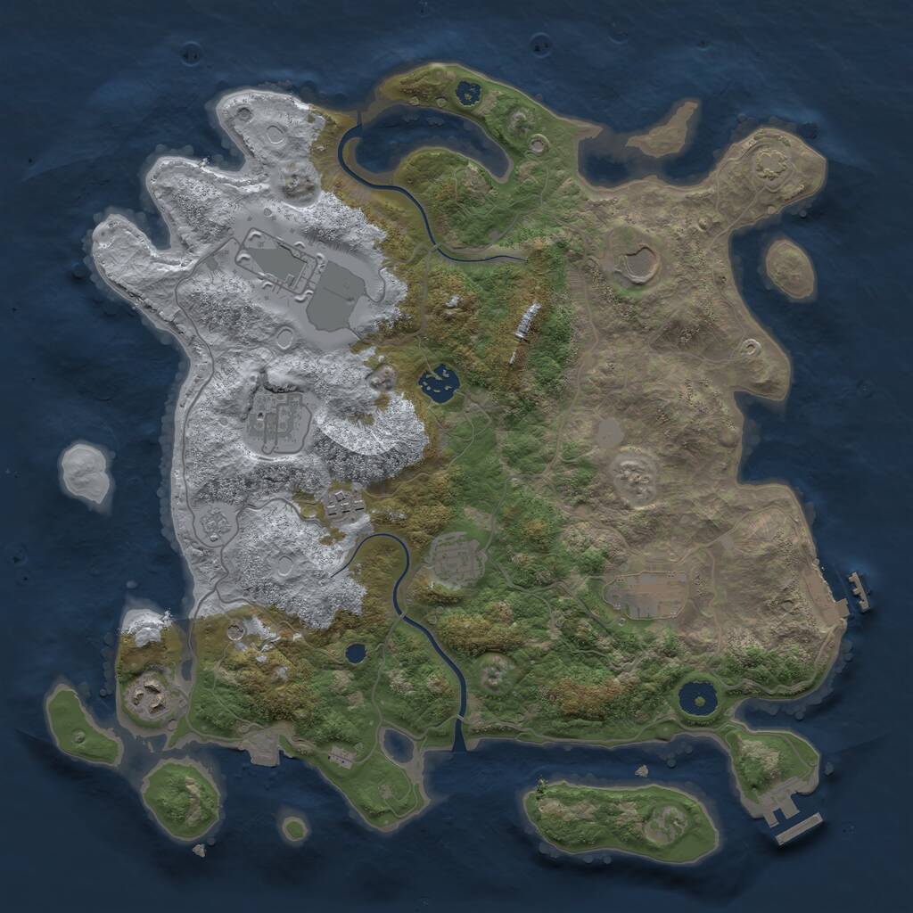 Rust Map: Procedural Map, Size: 3700, Seed: 575154598, 14 Monuments