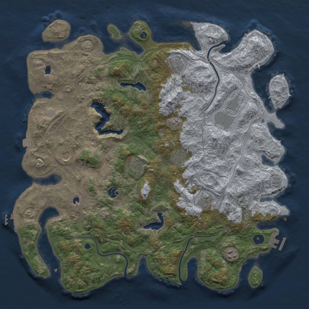 Rust Map: Procedural Map, Size: 4500, Seed: 2119238626, 15 Monuments