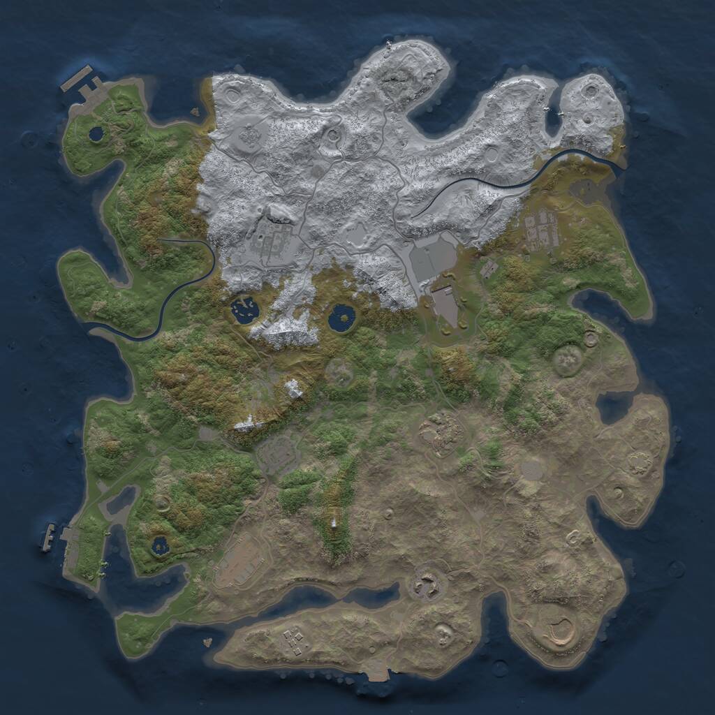 Rust Map: Procedural Map, Size: 3999, Seed: 625571721, 16 Monuments