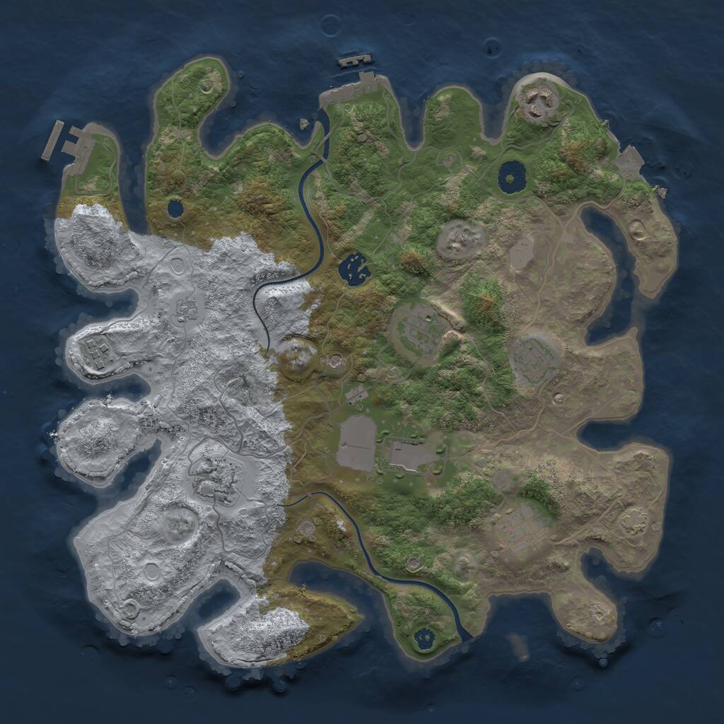 Rust Map: Procedural Map, Size: 3500, Seed: 717894558, 14 Monuments