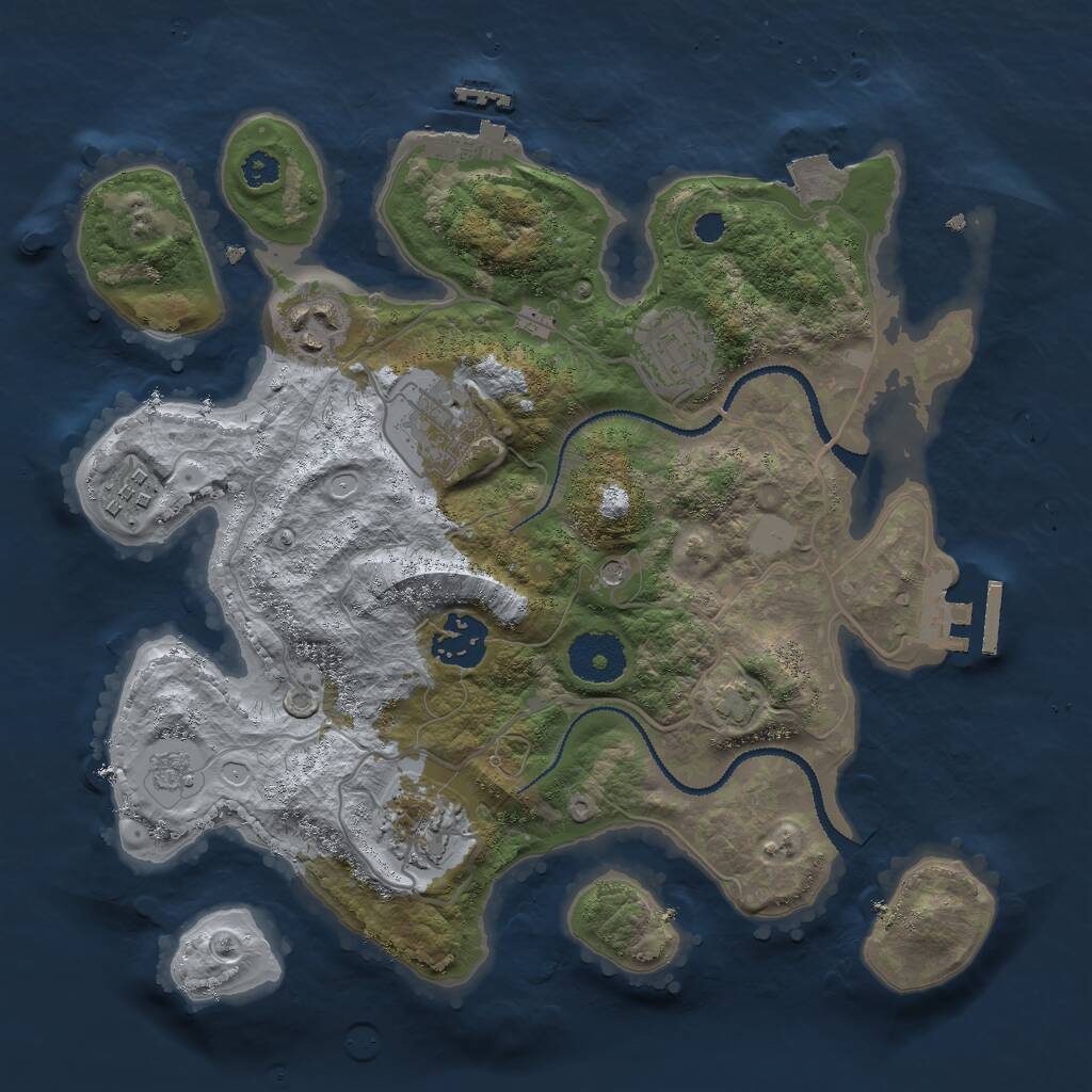 Rust Map: Procedural Map, Size: 3000, Seed: 27459049, 12 Monuments