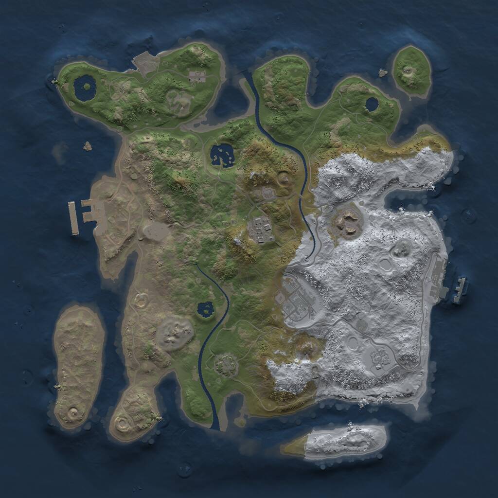 Rust Map: Procedural Map, Size: 3000, Seed: 554343088, 9 Monuments