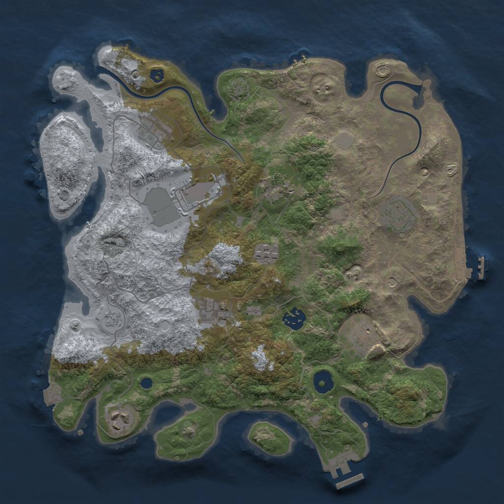 Rust Map: Procedural Map, Size: 3500, Seed: 227148131, 15 Monuments