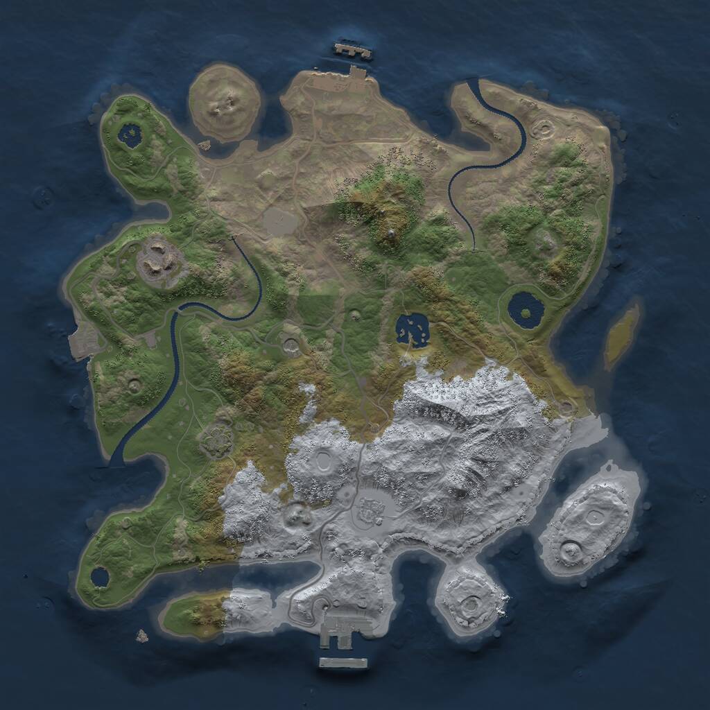 Rust Map: Procedural Map, Size: 3000, Seed: 1710817142, 8 Monuments