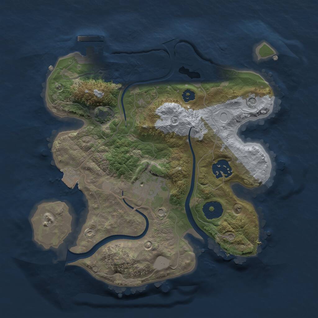 Rust Map: Procedural Map, Size: 2500, Seed: 2061316403, 6 Monuments