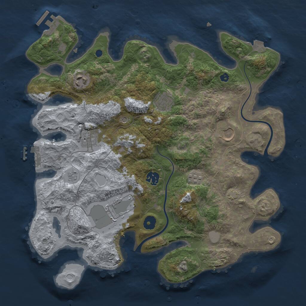 Rust Map: Procedural Map, Size: 3500, Seed: 234961832, 13 Monuments