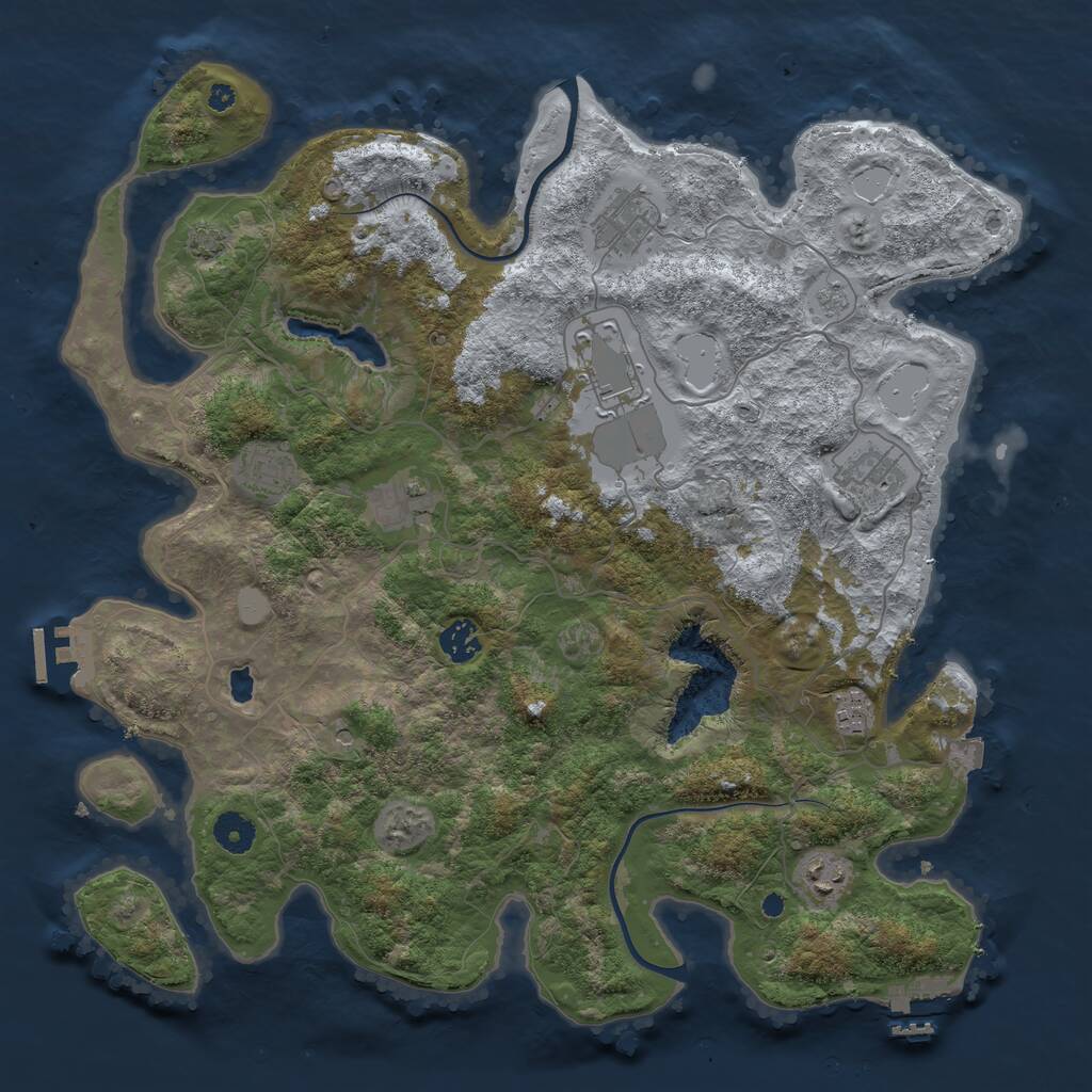 Rust Map: Procedural Map, Size: 4000, Seed: 1853372360, 14 Monuments