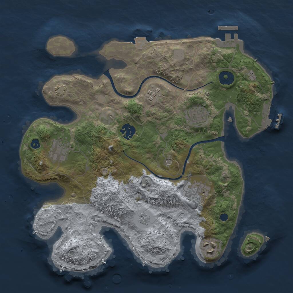 Rust Map: Procedural Map, Size: 3000, Seed: 1364940349, 12 Monuments