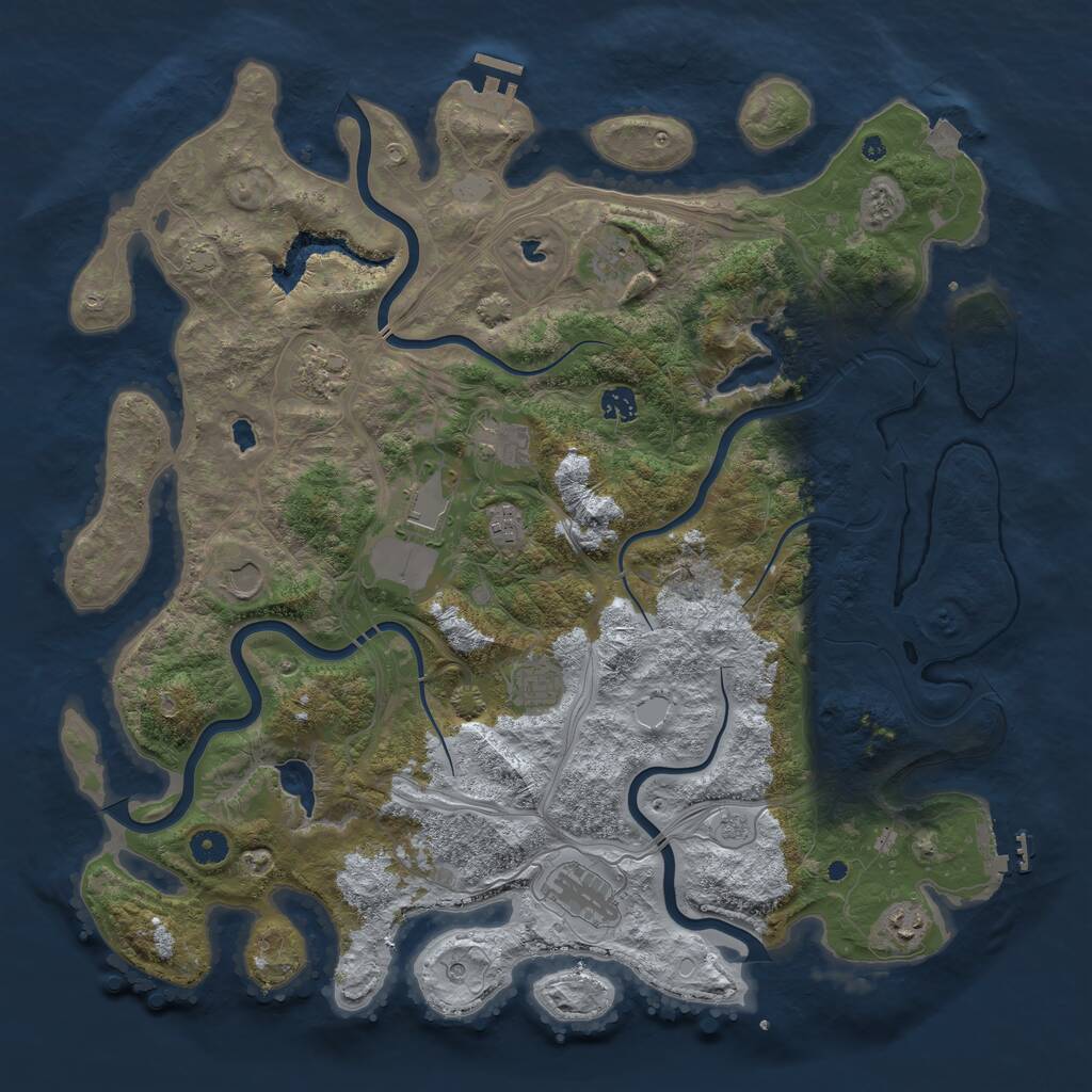 Rust Map: Procedural Map, Size: 4500, Seed: 65468488, 16 Monuments