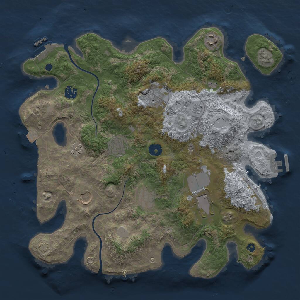Rust Map: Procedural Map, Size: 3500, Seed: 227507777, 14 Monuments