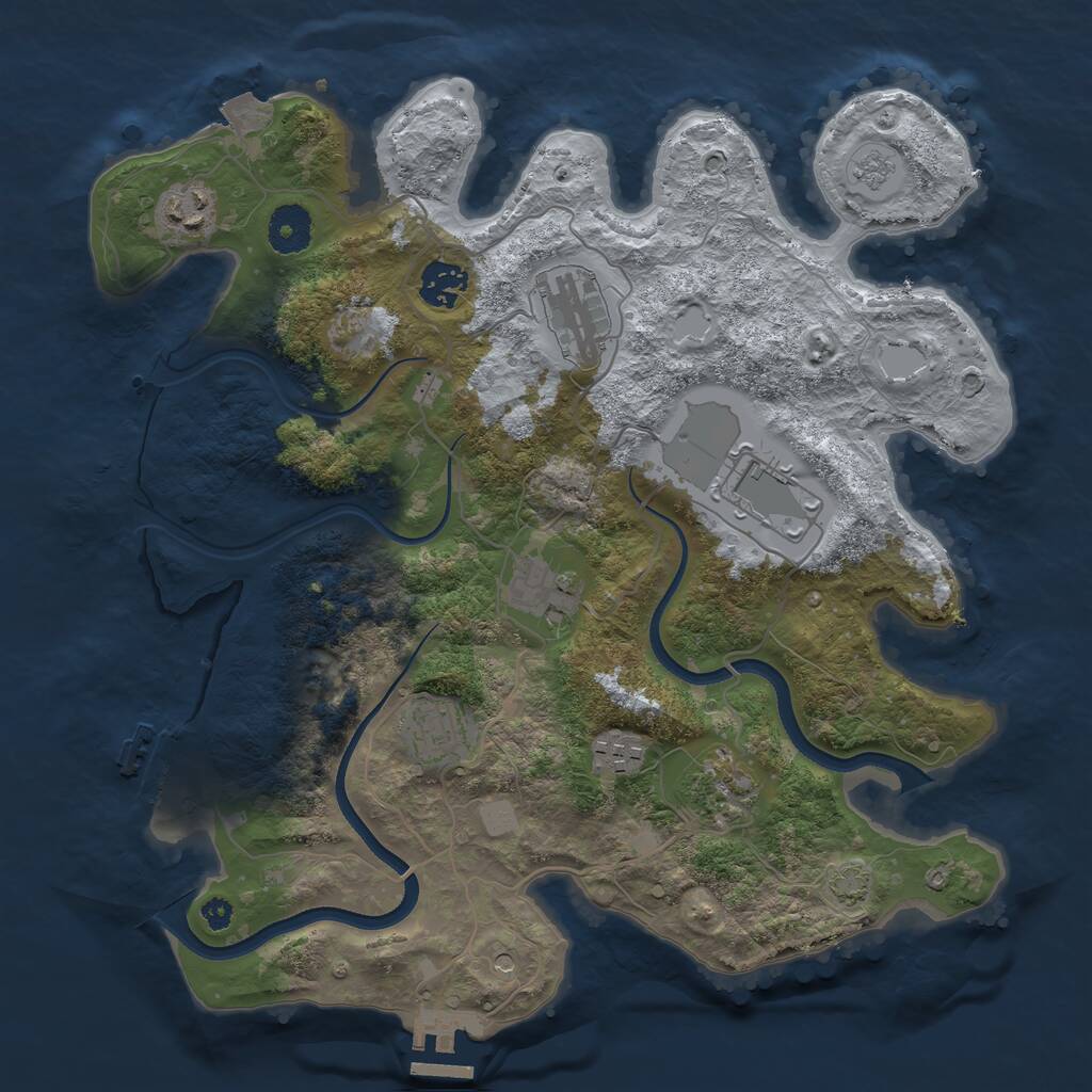 Rust Map: Procedural Map, Size: 3500, Seed: 110903397, 14 Monuments