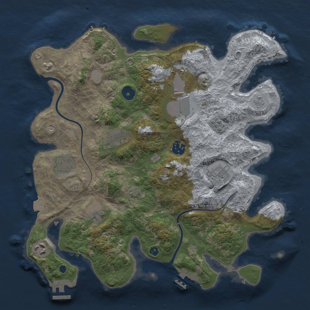 Rust Map: Procedural Map, Size: 3500, Seed: 791595188, 14 Monuments