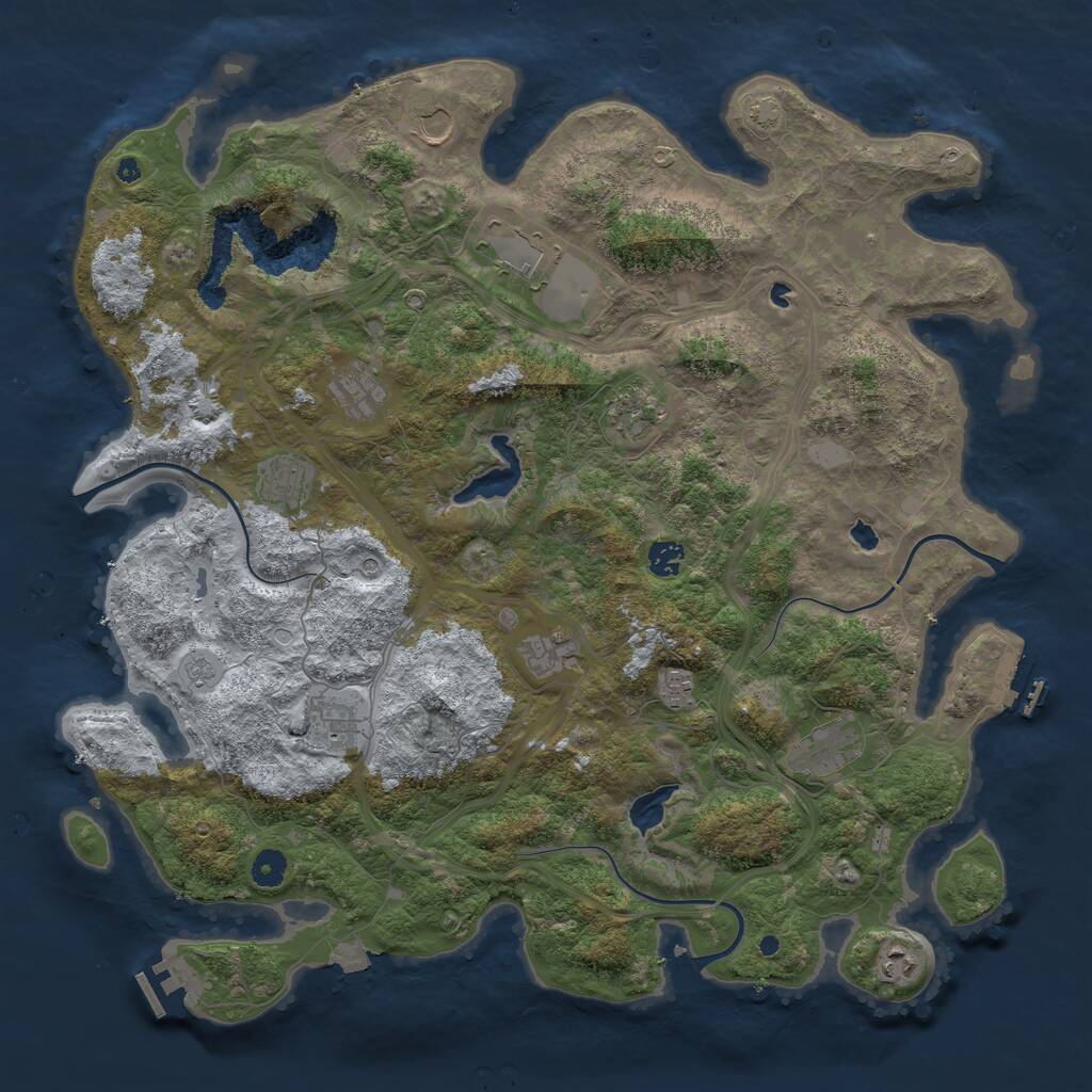 Rust Map: Procedural Map, Size: 4500, Seed: 2050235897, 17 Monuments
