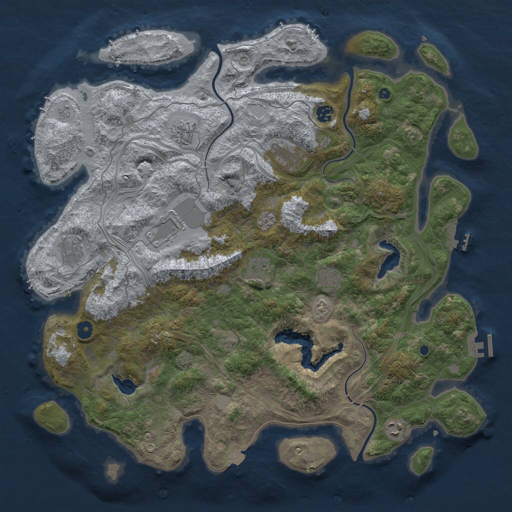 Rust Map: Procedural Map, Size: 4500, Seed: 1268287043, 15 Monuments