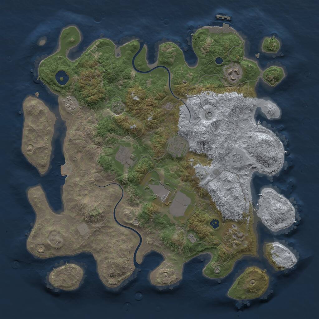 Rust Map: Procedural Map, Size: 3500, Seed: 584729031, 11 Monuments