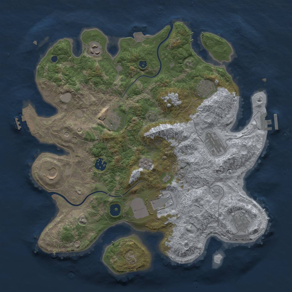 Rust Map: Procedural Map, Size: 3700, Seed: 1674720975, 15 Monuments