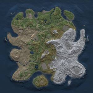 Thumbnail Rust Map: Procedural Map, Size: 3700, Seed: 1674720975, 15 Monuments