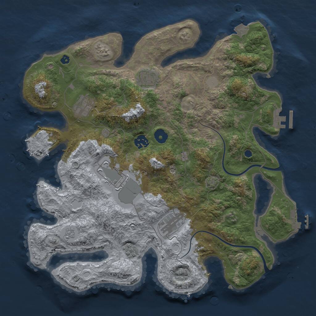 Rust Map: Procedural Map, Size: 3500, Seed: 1063078800, 12 Monuments