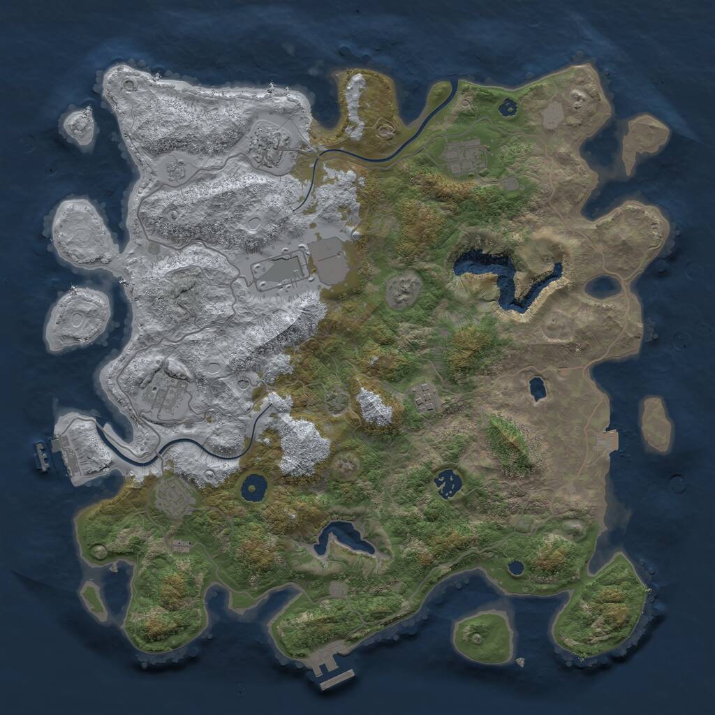 Rust Map: Procedural Map, Size: 4000, Seed: 1642507346, 13 Monuments