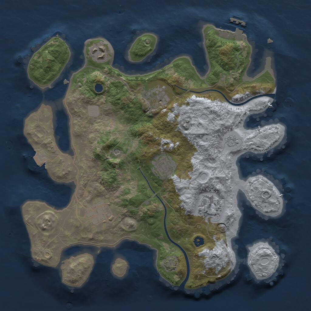 Rust Map: Procedural Map, Size: 3000, Seed: 2054203488, 10 Monuments