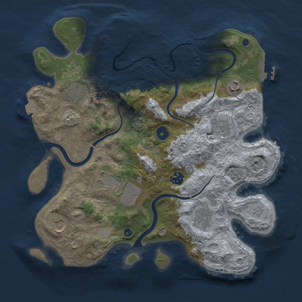 Rust Map: Procedural Map, Size: 3500, Seed: 843391150, 14 Monuments