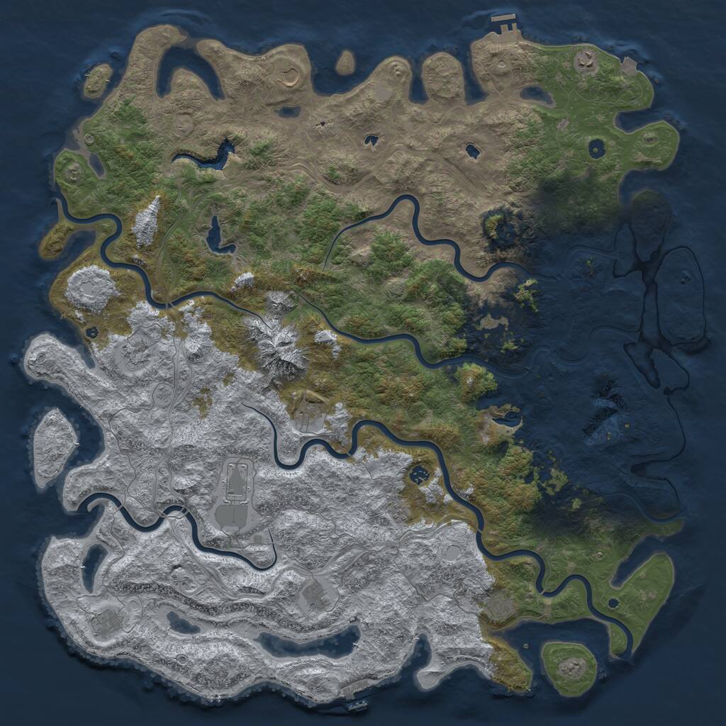 Rust Map: Procedural Map, Size: 6000, Seed: 1483235380, 17 Monuments