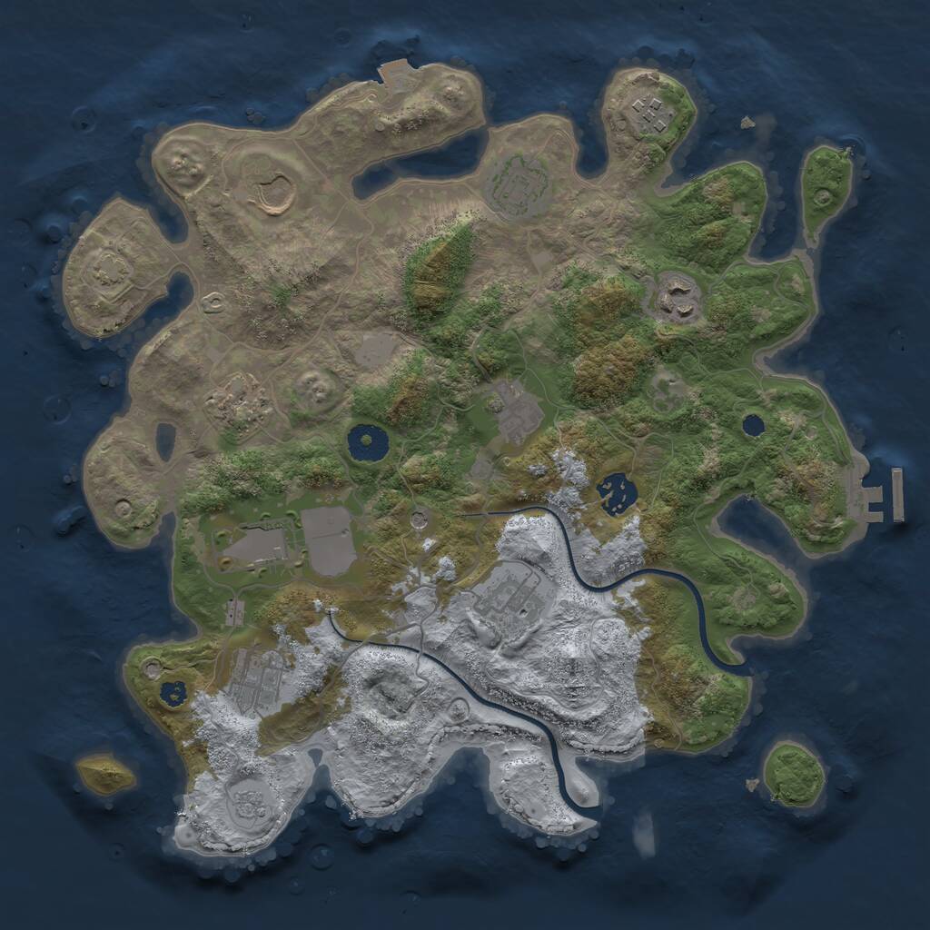 Rust Map: Procedural Map, Size: 3500, Seed: 27734, 15 Monuments
