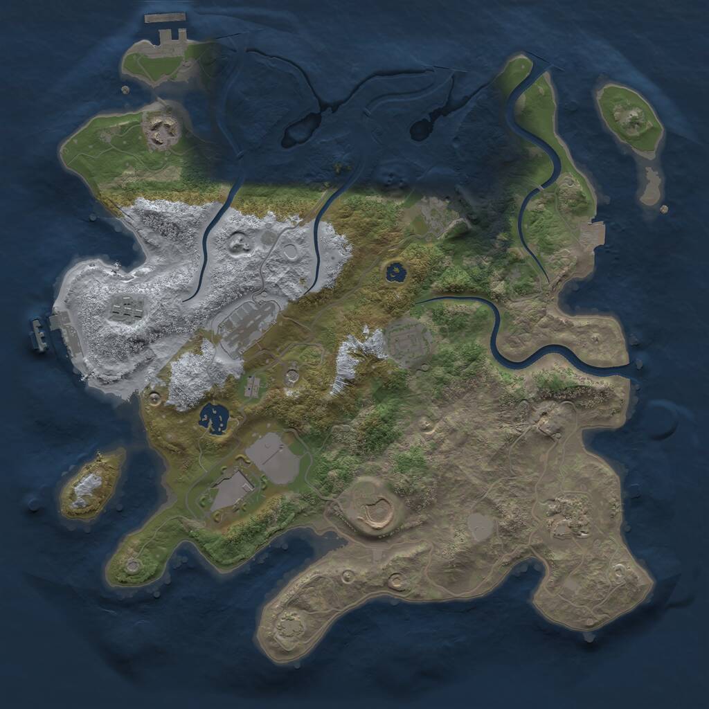 Rust Map: Procedural Map, Size: 3500, Seed: 566965, 14 Monuments